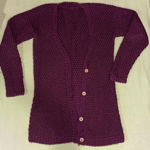Hand Knit Merino Wool Cardigan - Picture 7 of 10